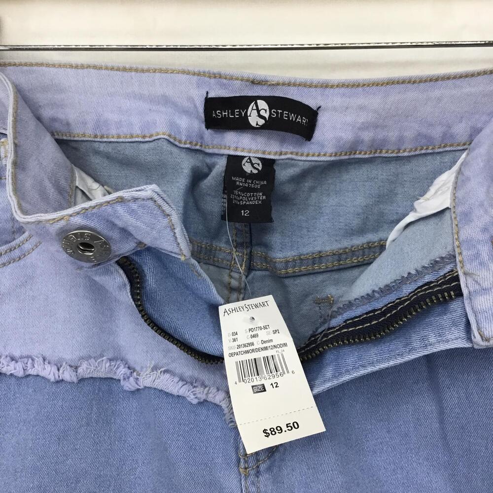 ASHLEY STEWART Patchwork Denim Mom Jeans Women's Size 12 - Picture 4 of 10